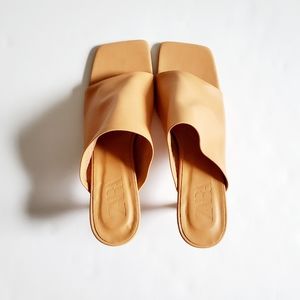 Zara square toe leather mules